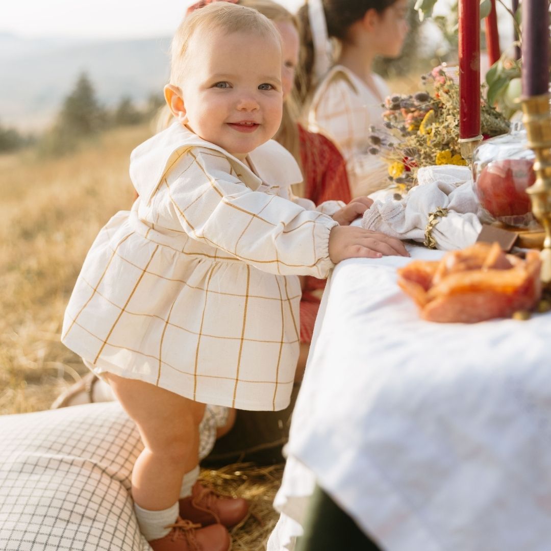 Mini Lolita Baby Bloomer Set in Nutmeg Gingham