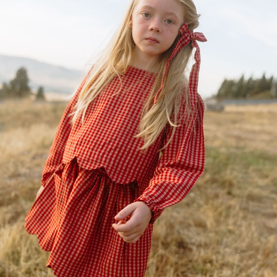 Magnolia Skirt Set in Cranberry Check