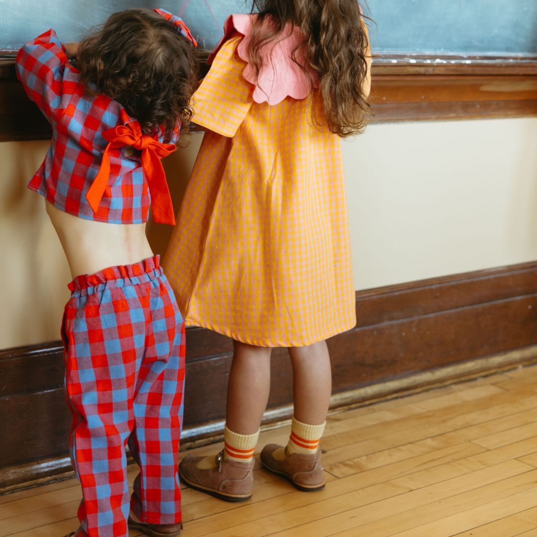 Mini Simone Girl Set in Primary Check
