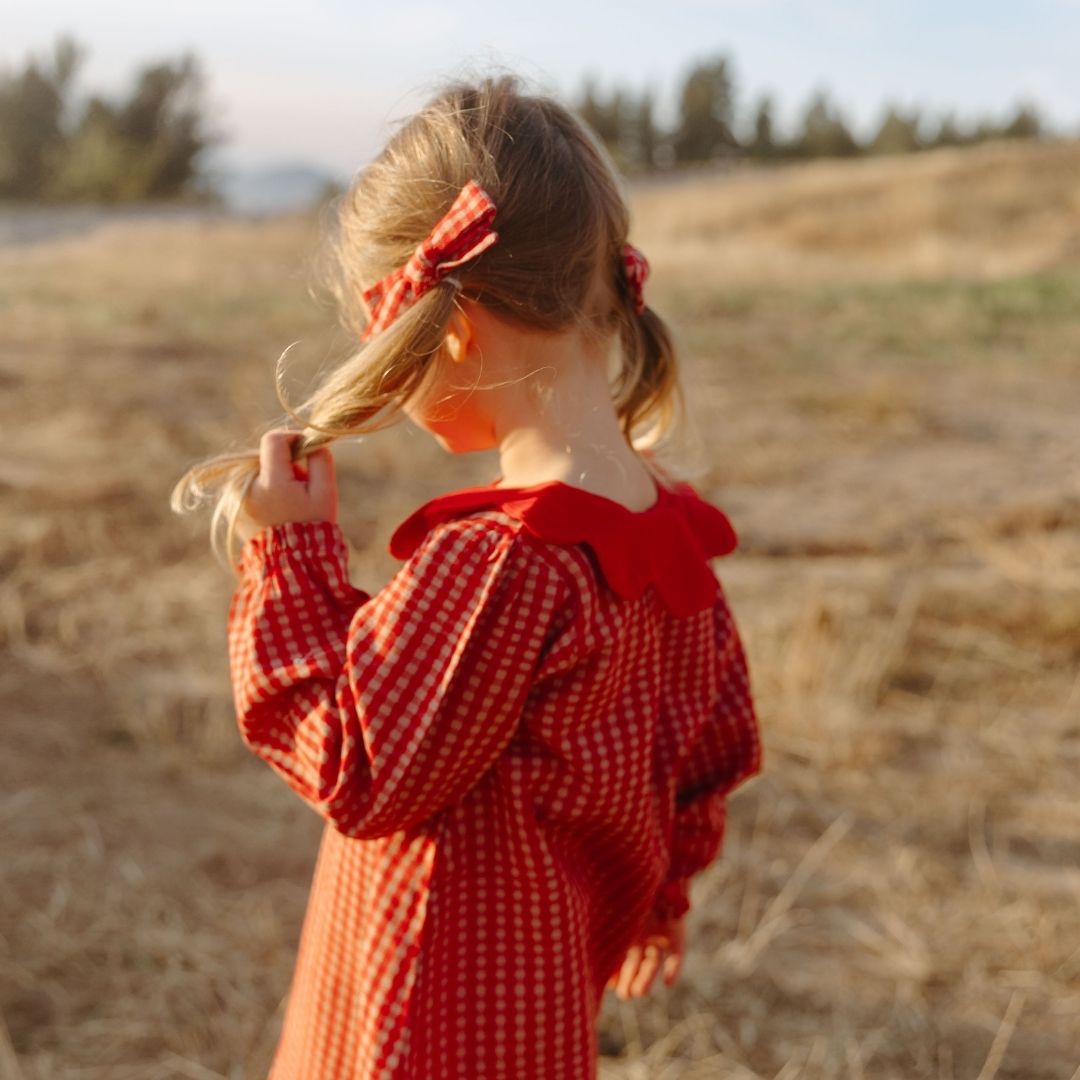 Mabel Girl Dress in Cranberry Check