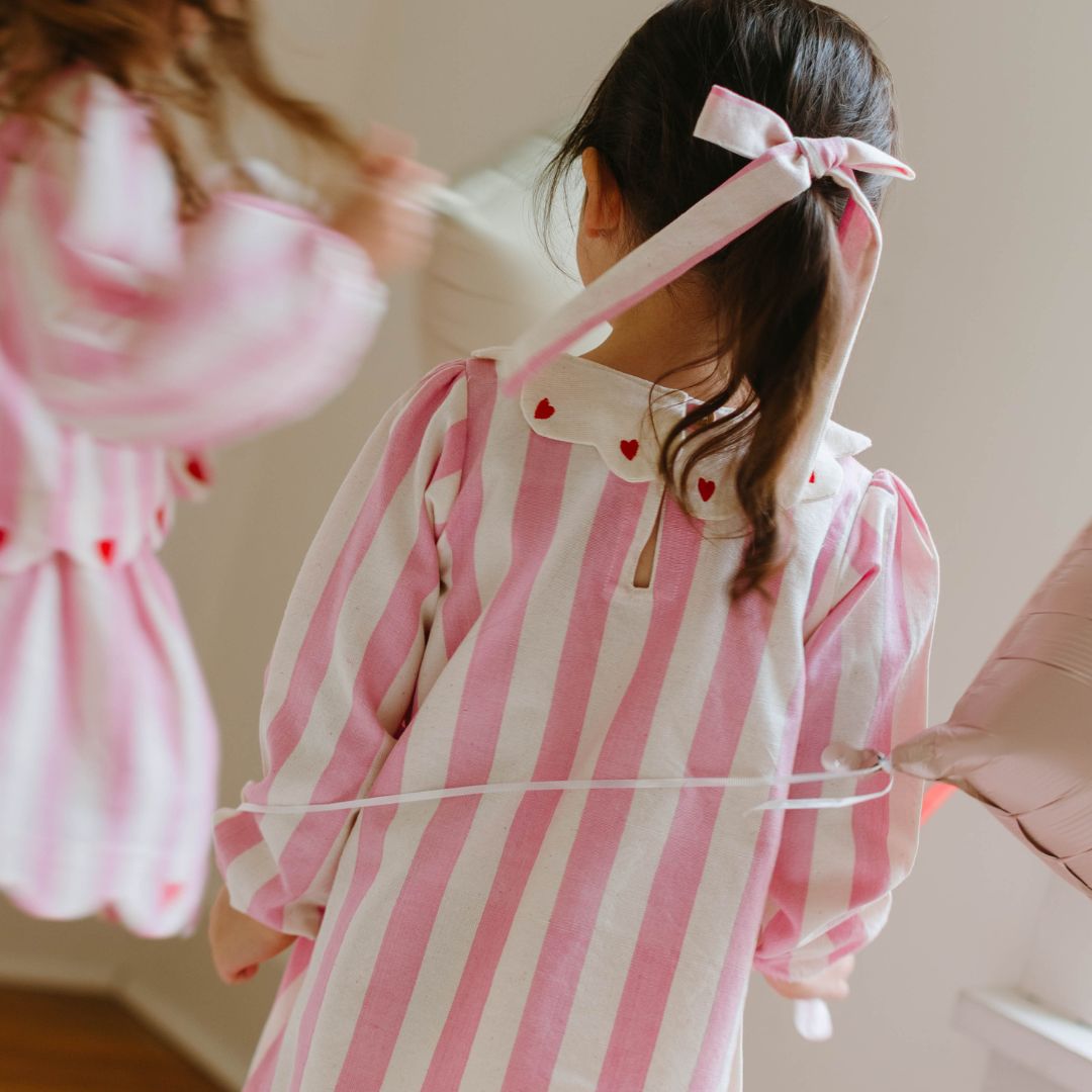 Folklore Medium Bow Long in Pink Sugar Stripe