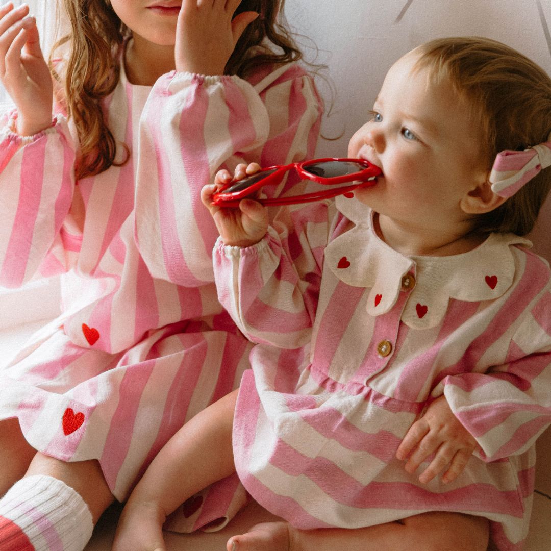 Mini Mabel Bloomer Set in Pink Sugar Stripe
