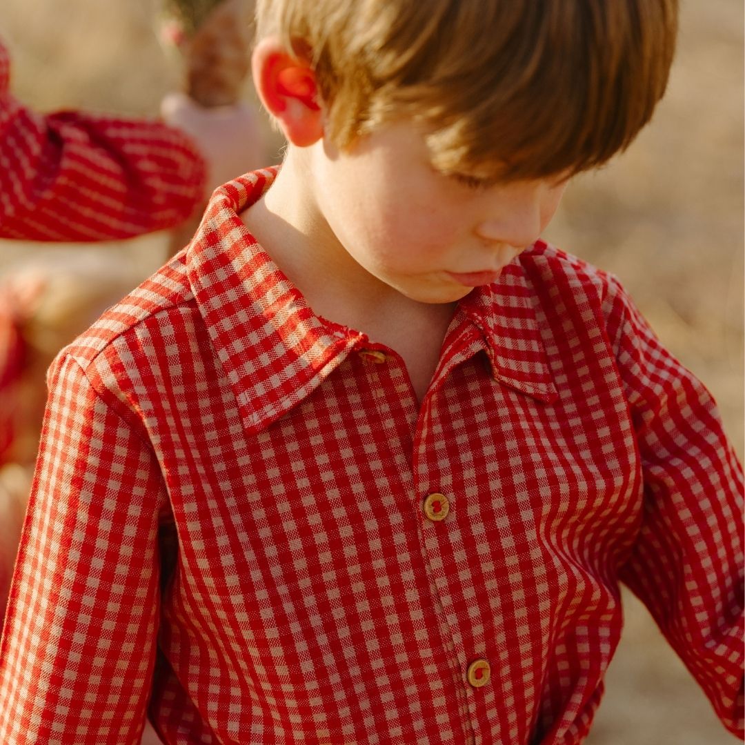 Louis Boy Shirt in Cranberry Check