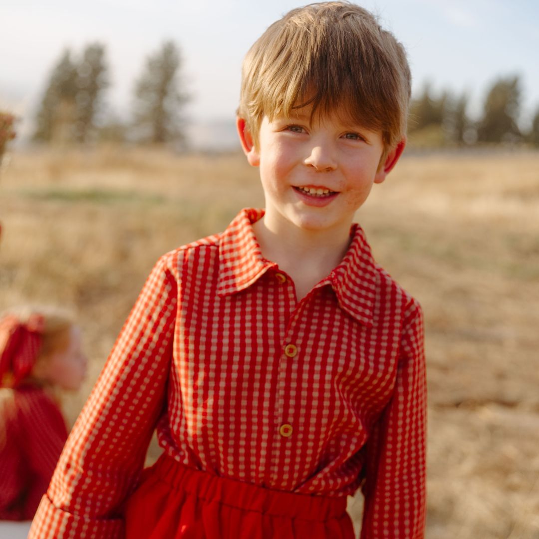 Louis Boy Shirt in Cranberry Check