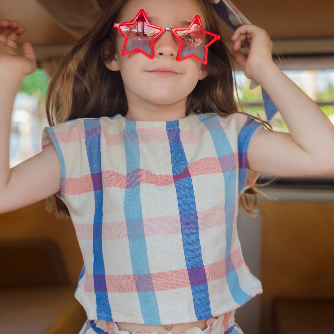 Annita Girl Set in Americana Plaid