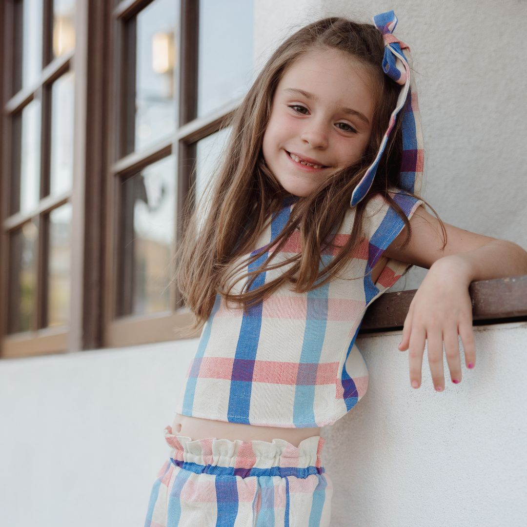 Annita Girl Set in Americana Plaid