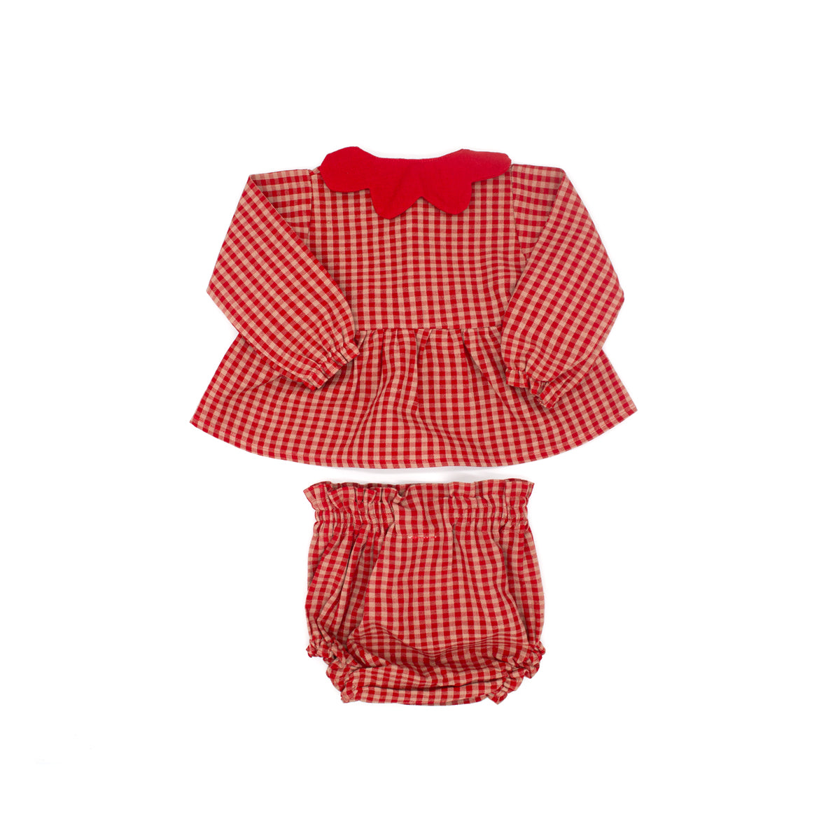 Mini Mabel Bloomer Set in Cranberry Check