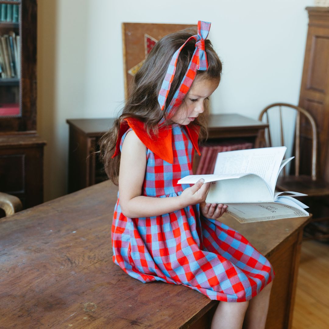 Folklore Medium Bow in Primary Plaid