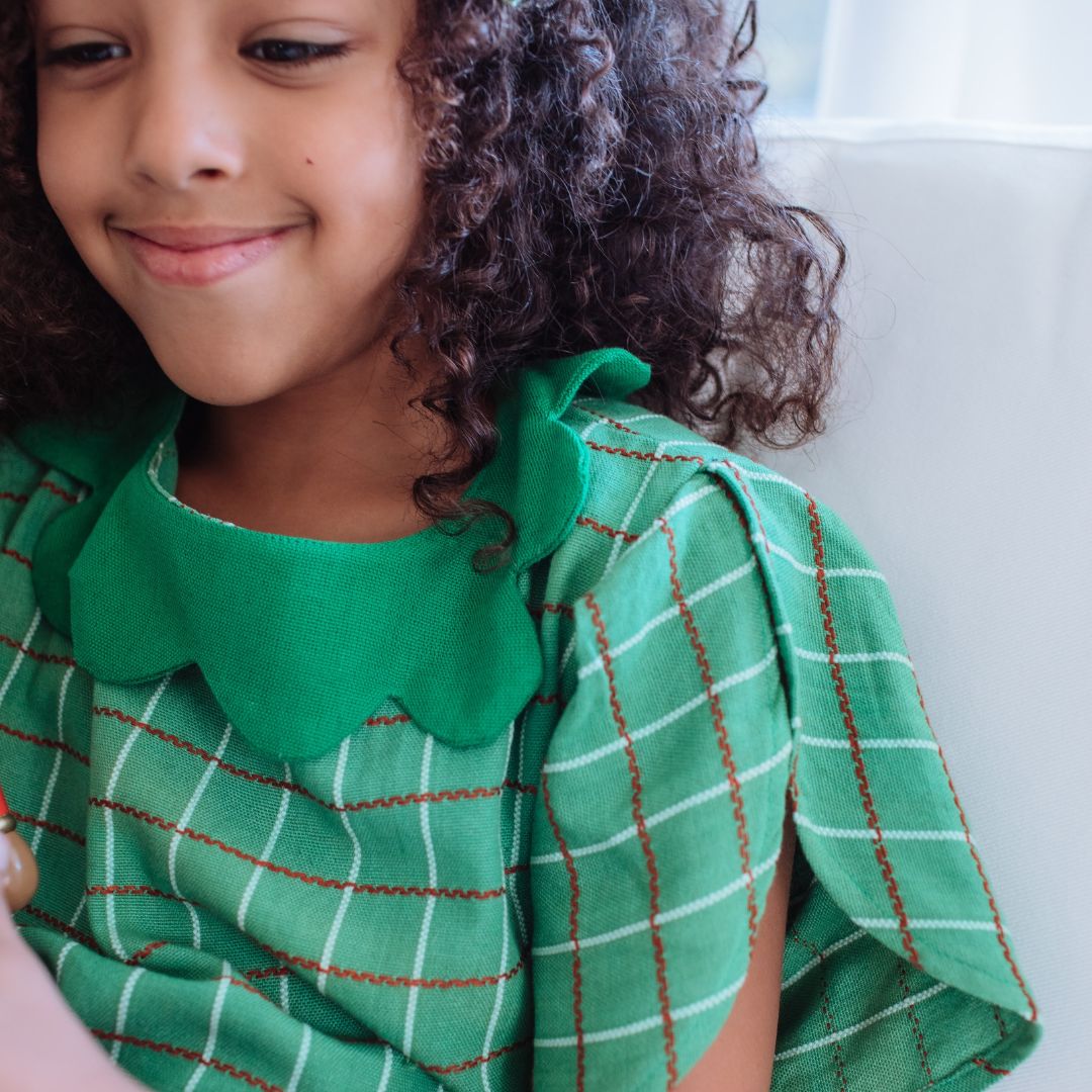 Mabel Girl Dress in Festive Green
