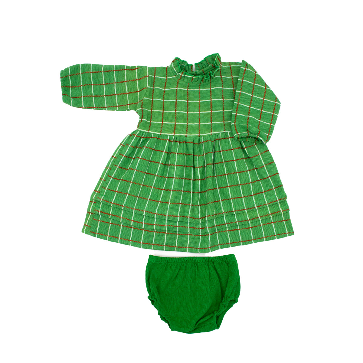 Baby Cotton Dress 3-6M - Green | Folklore Las Ninas Baby Cotton Dress 3-6M - Green | Folklore Las Ninas