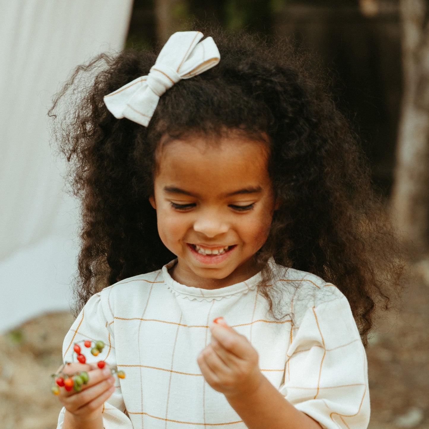 Folklore Medium Bow in Nutmeg Gingham