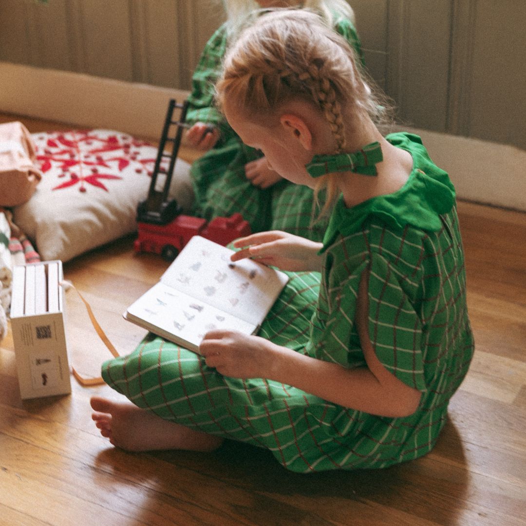 Mabel Girl Dress in Festive Green