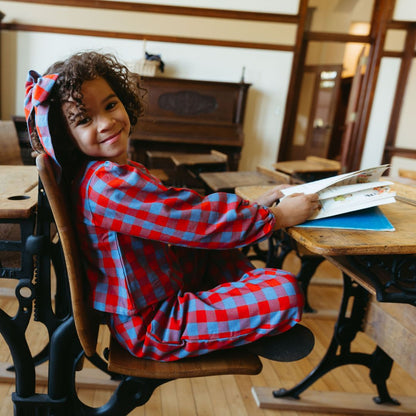 Simone Girl Set in Primary Plaid