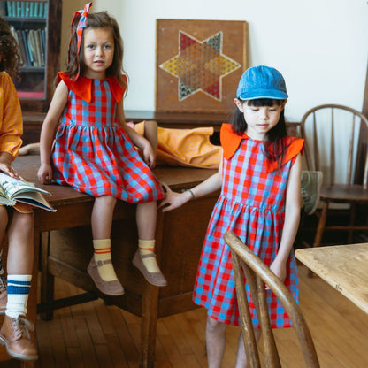 Tessa Girl Dress in Primary Plaid