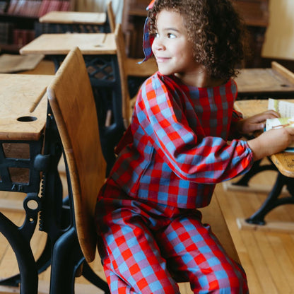 Simone Girl Set in Primary Plaid