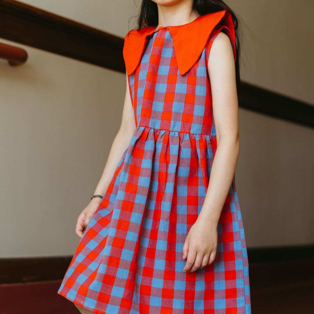 Tessa Girl Dress in Primary Plaid