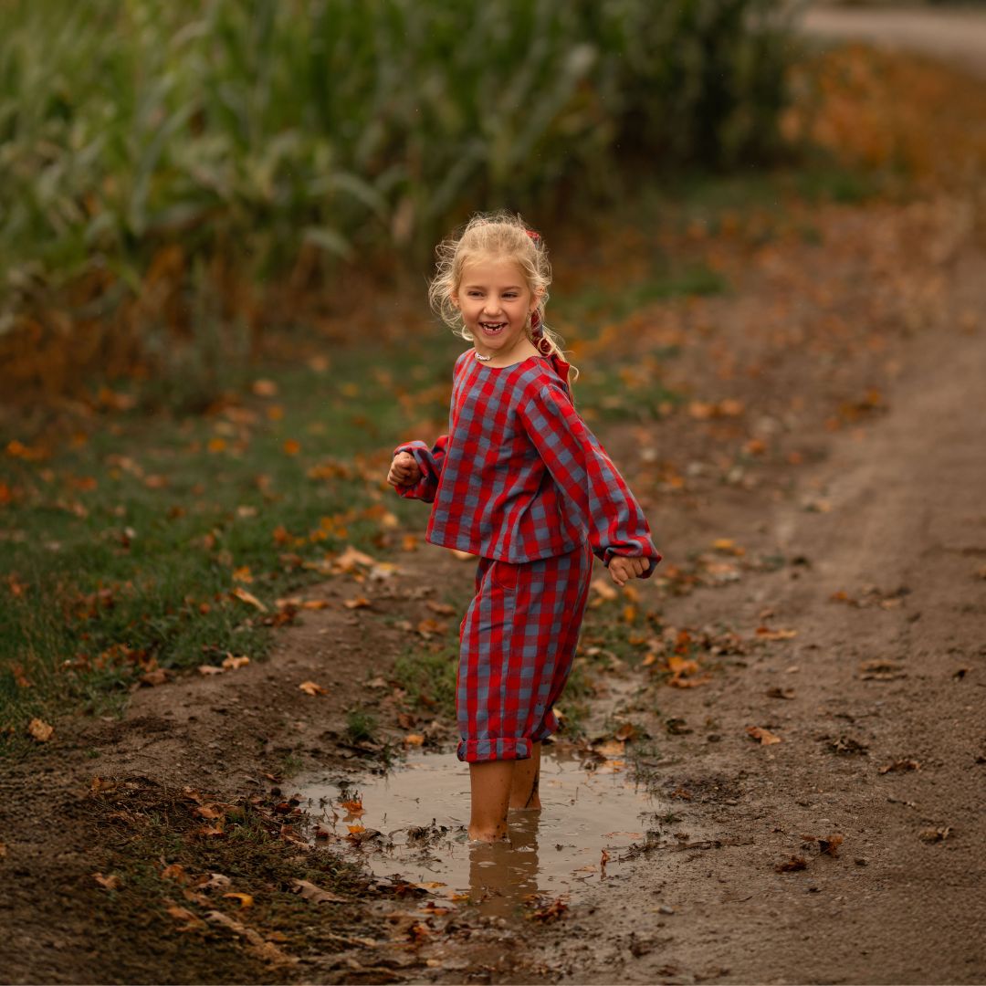 Simone Girl Set in Primary Plaid