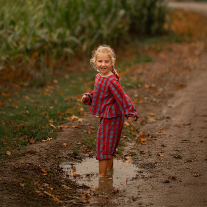 Simone Girl Set in Primary Plaid