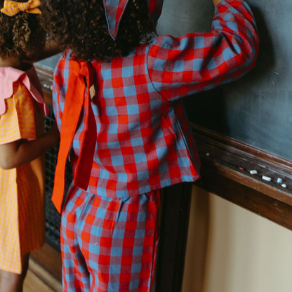 Simone Girl Set in Primary Plaid