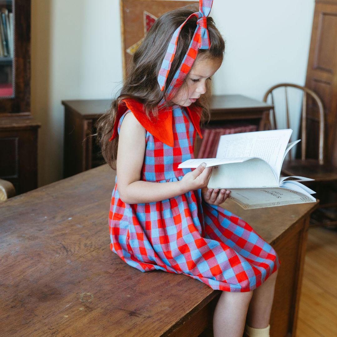 Tessa Girl Dress in Primary Plaid