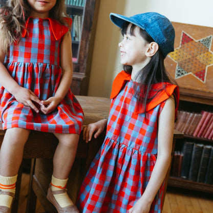 Tessa Girl Dress in Primary Plaid