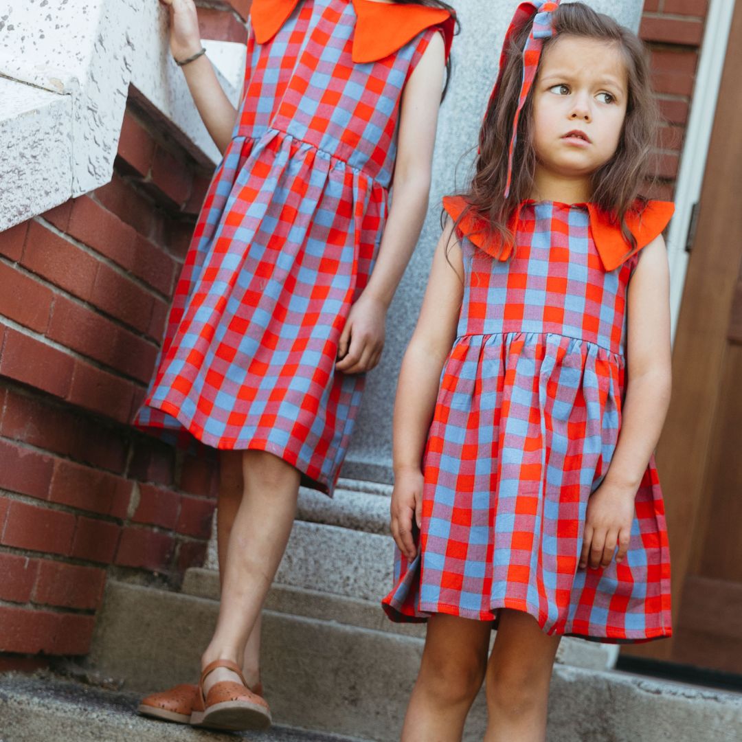 Tessa Girl Dress in Primary Plaid
