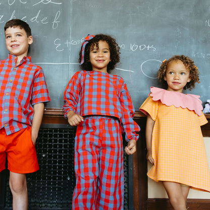 Simone Girl Set in Primary Plaid