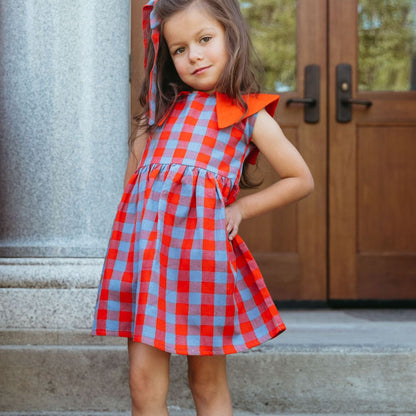 Tessa Girl Dress in Primary Plaid