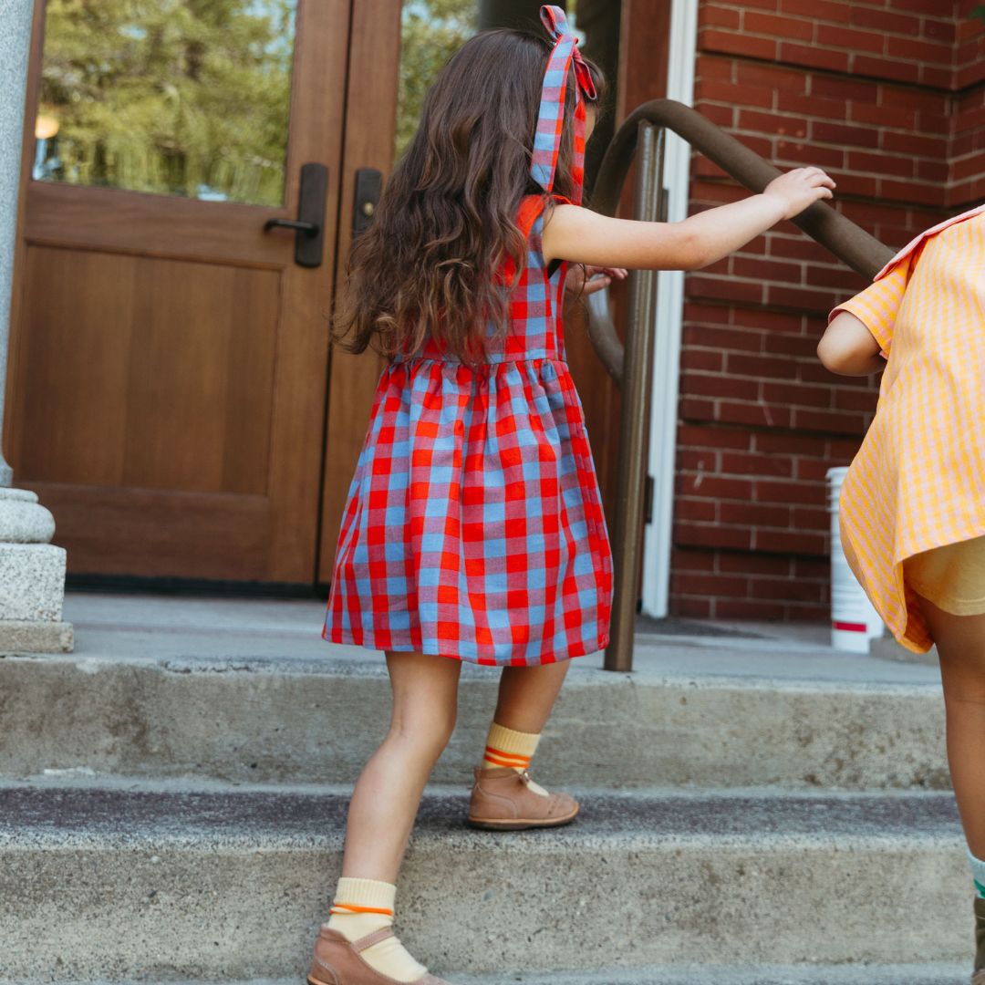 Tessa Girl Dress in Primary Plaid