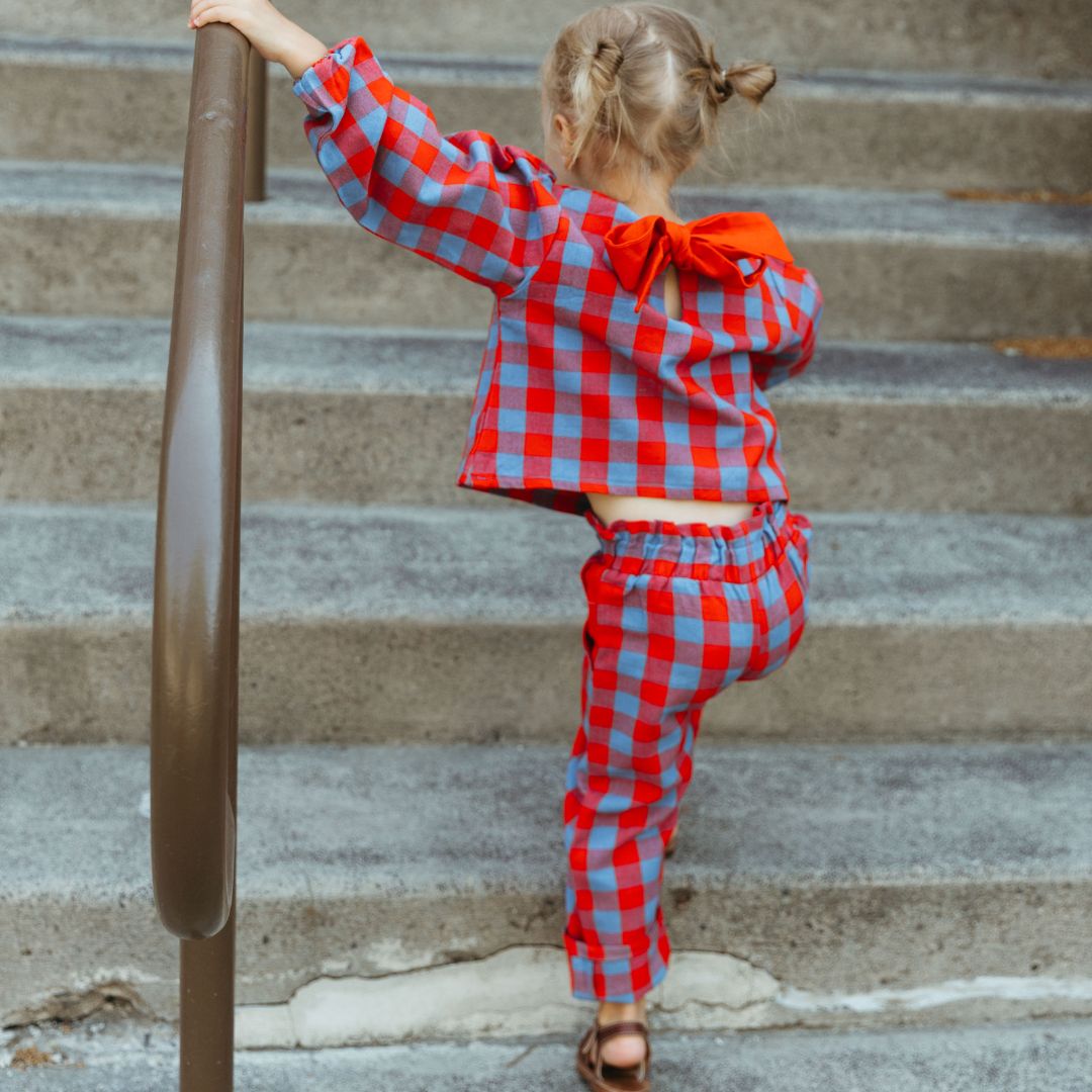Simone Girl Set in Primary Plaid