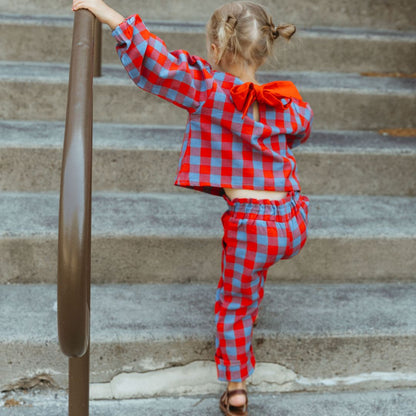 Simone Girl Set in Primary Plaid