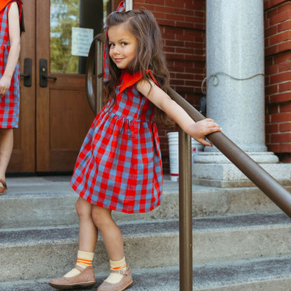Tessa Girl Dress in Primary Plaid