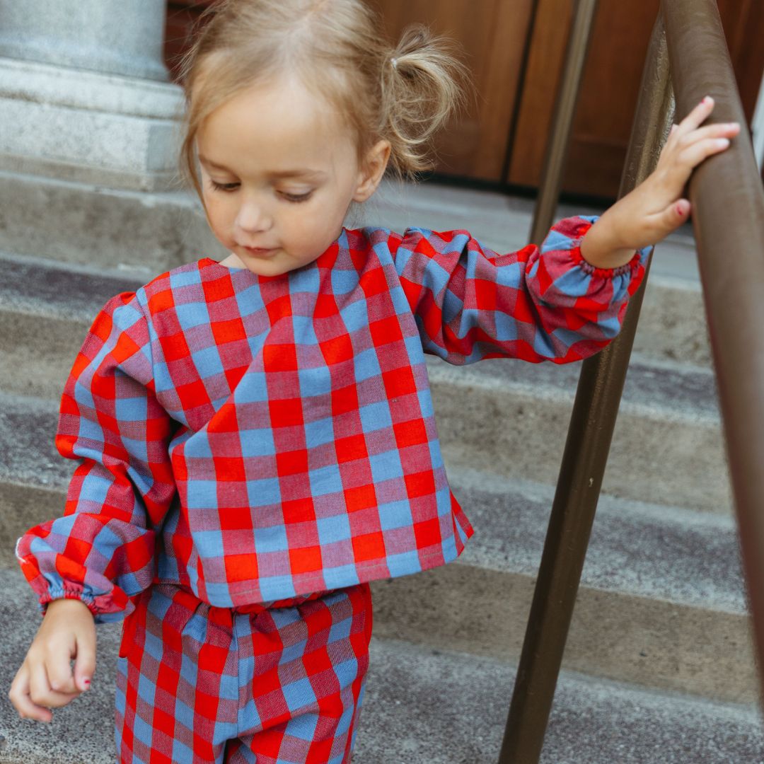 Simone Girl Set in Primary Plaid