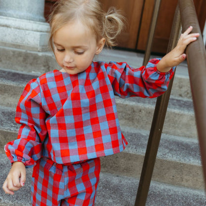 Simone Girl Set in Primary Plaid