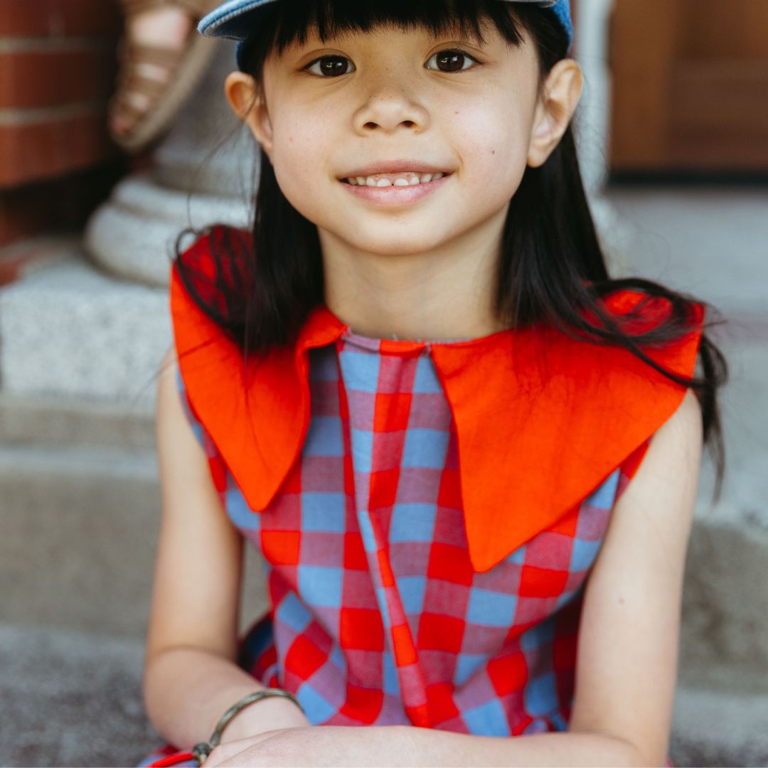 Tessa Girl Dress in Primary Plaid