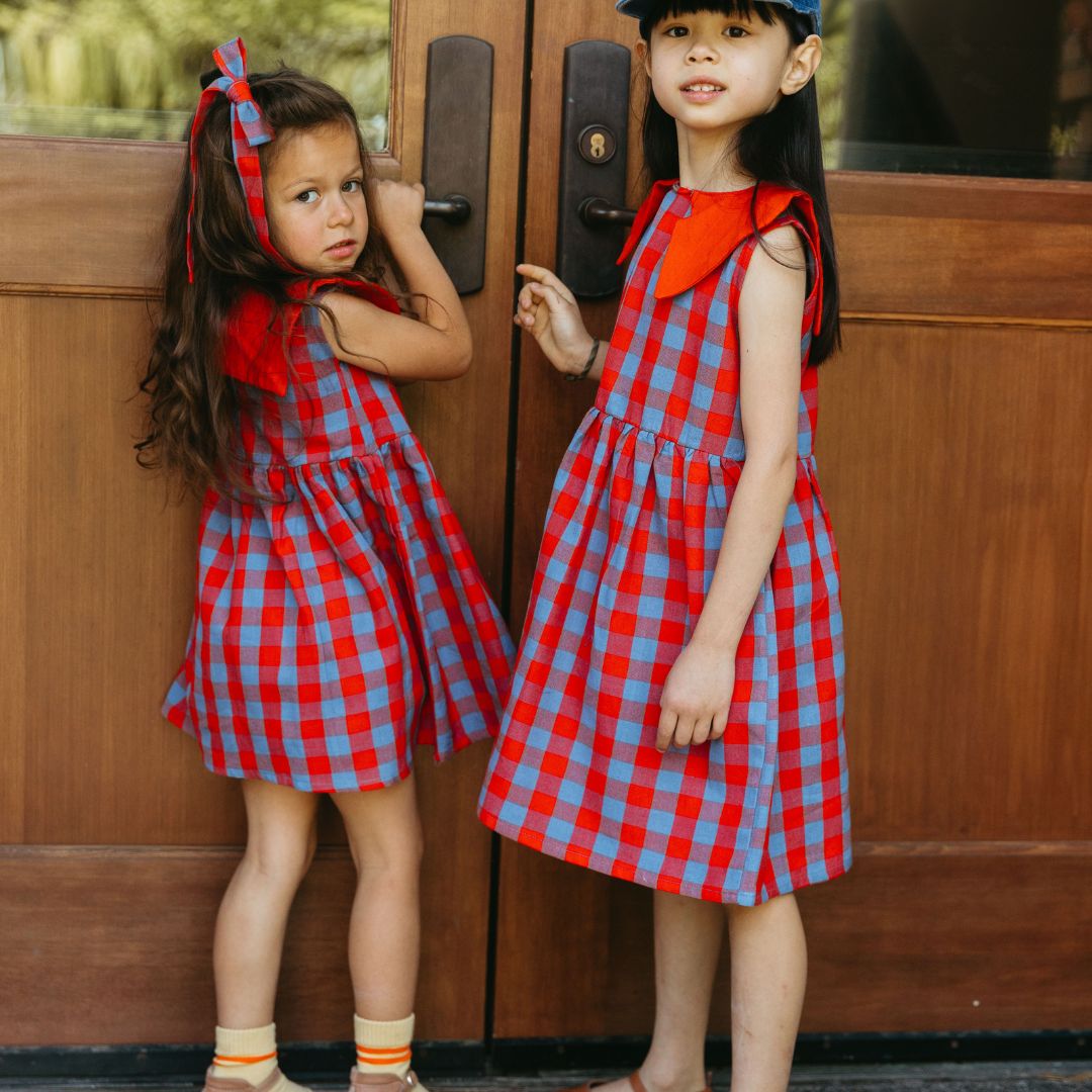 Tessa Girl Dress in Primary Plaid