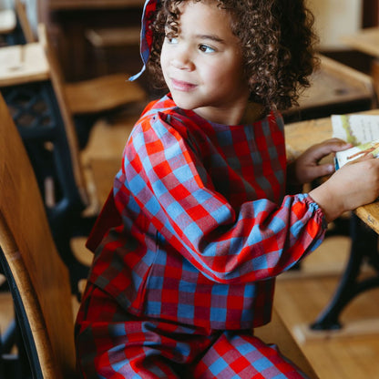 Simone Girl Set in Primary Plaid