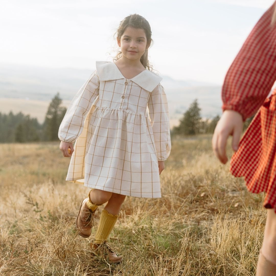 Lolita Girl Dress in Nutmeg Gingham