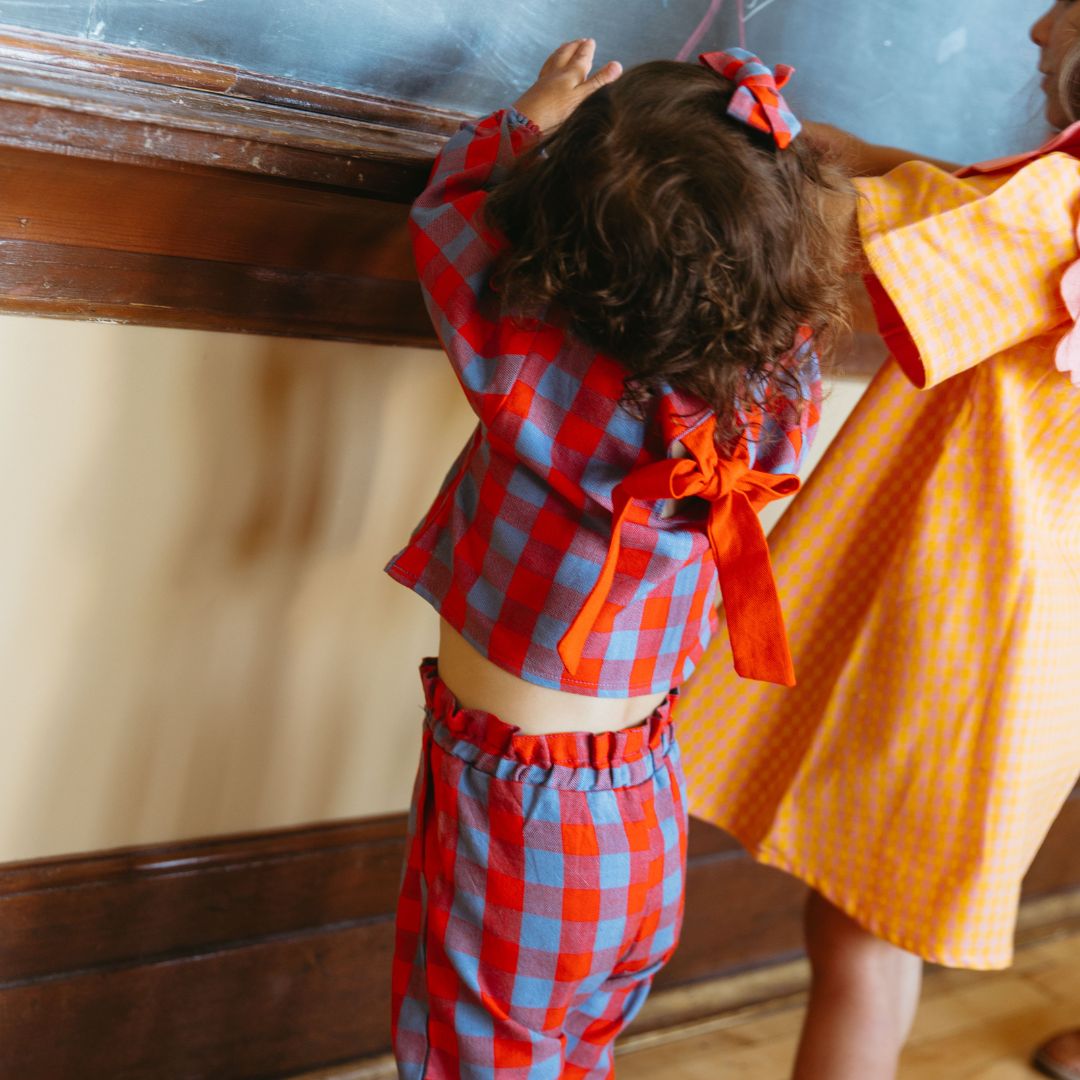 Mini Simone Girl Set in Primary Check