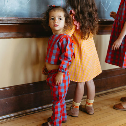 Mini Simone Girl Set in Primary Check