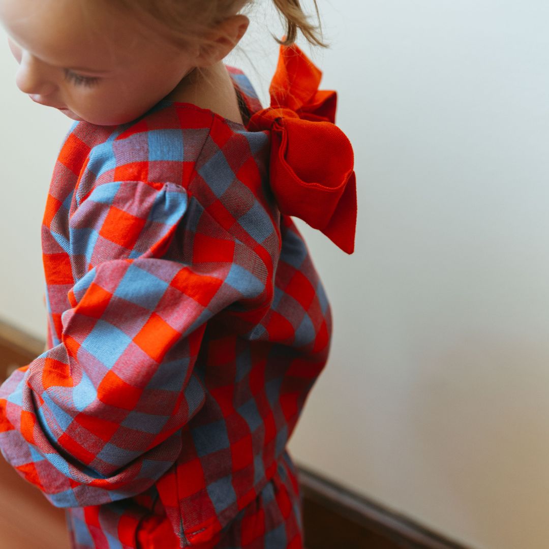 Simone Girl Set in Primary Plaid