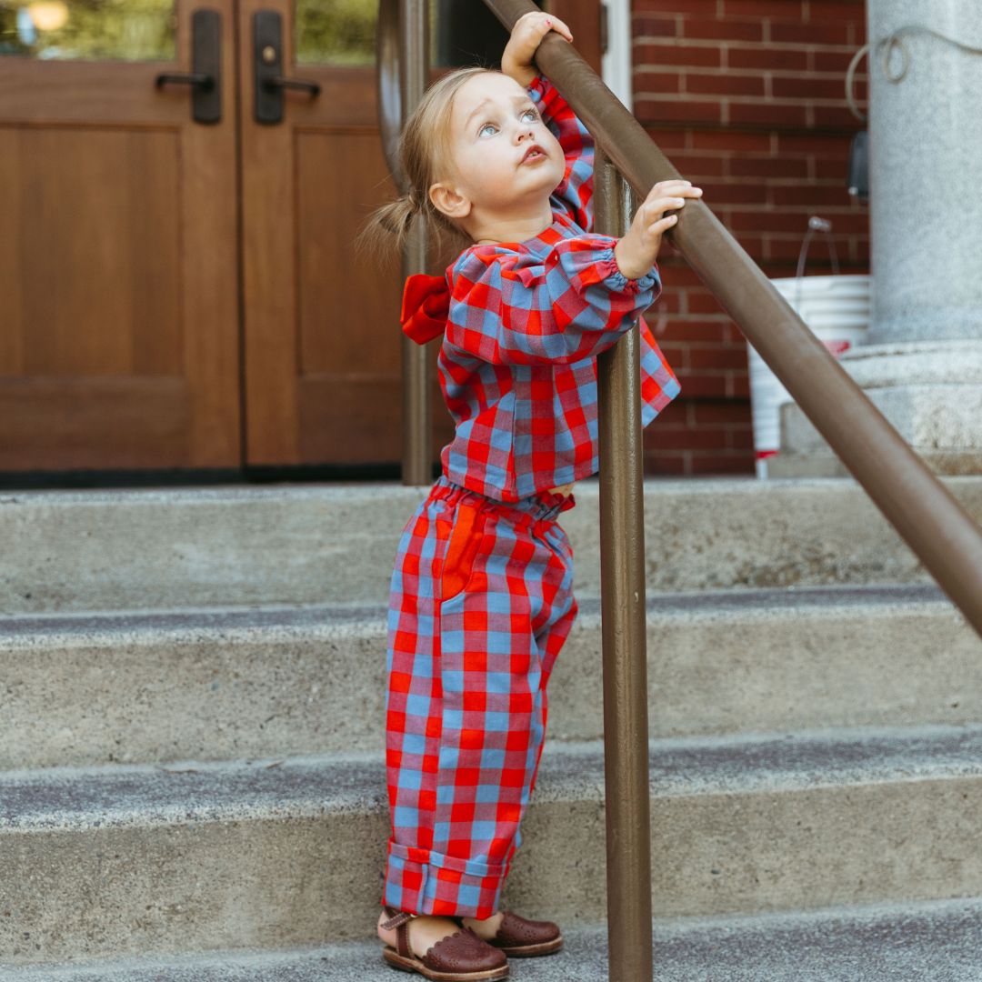 Simone Girl Set in Primary Plaid