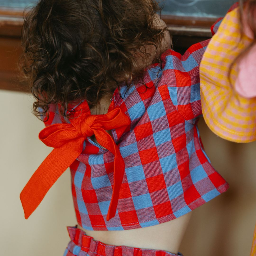 Mini Simone Girl Set in Primary Check