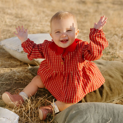 Mini Mabel Bloomer Set in Cranberry Check