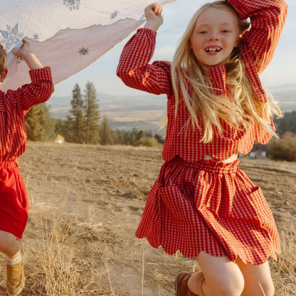 Magnolia Skirt Set in Cranberry Check