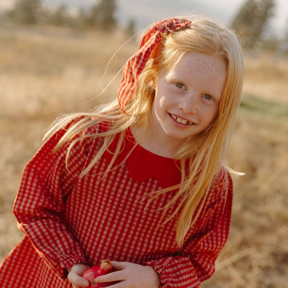 Mabel Girl Dress in Cranberry Check
