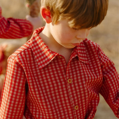 Louis Boy Shirt in Cranberry Check