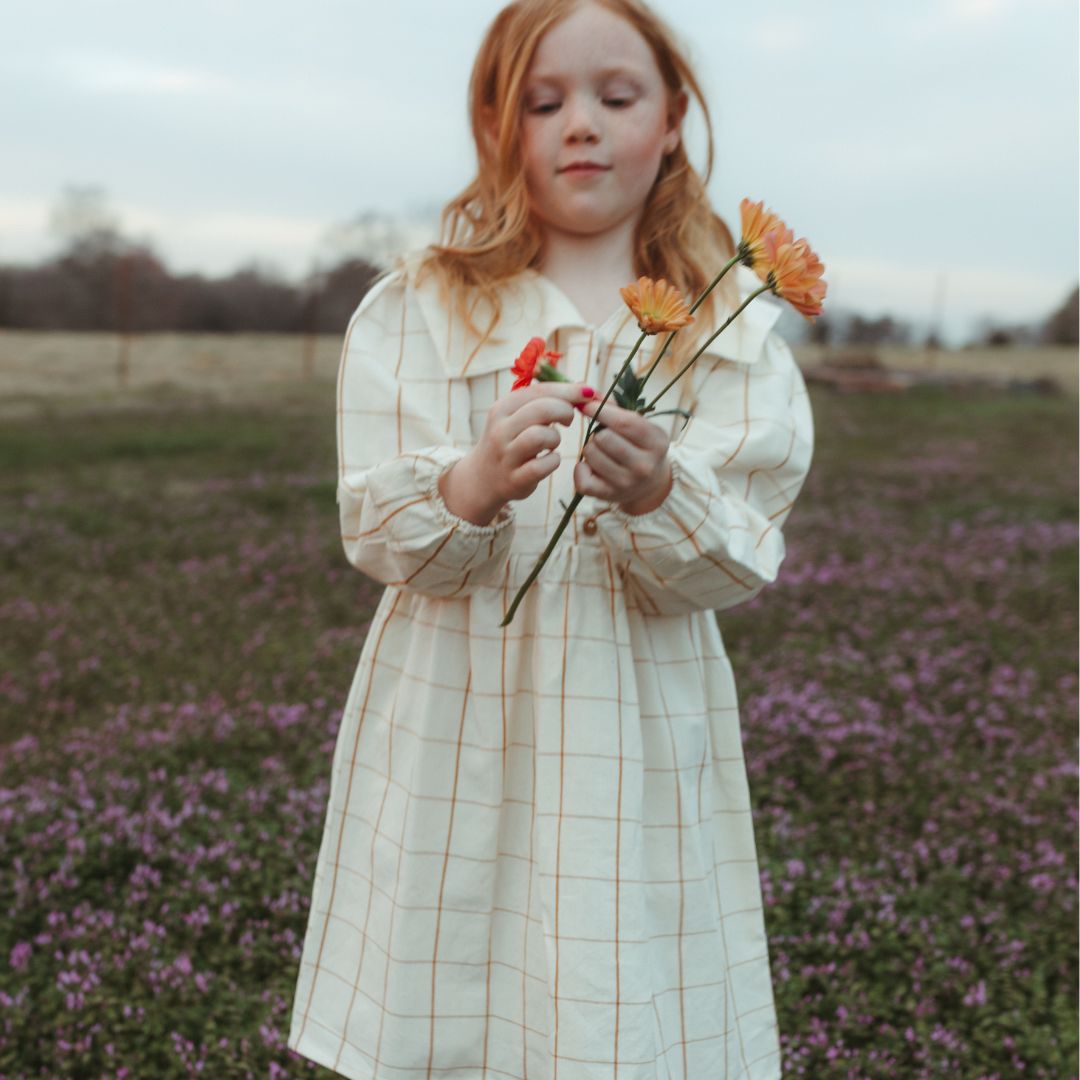 Lolita Girl Dress in Nutmeg Gingham