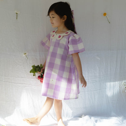Franny Girl Dress in Lilac Gingham