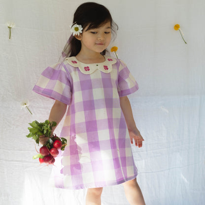 Franny Girl Dress in Lilac Gingham